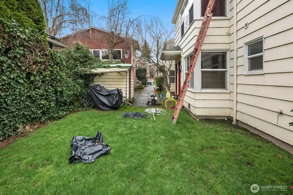 a house view with a garden space