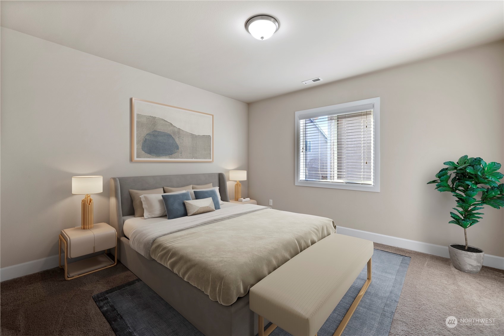 3312 170th Place Southeast Bothell, WA 98012 - Photo 20 of 29 a bedroom with a bed and a potted plant