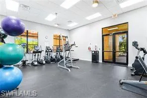 a view of a room with gym equipment