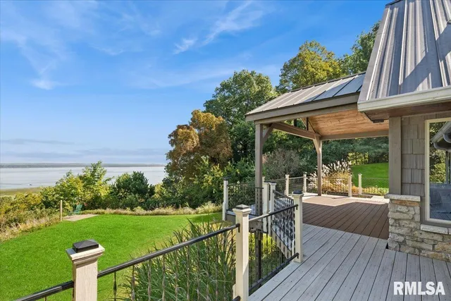 a view of a park with large trees