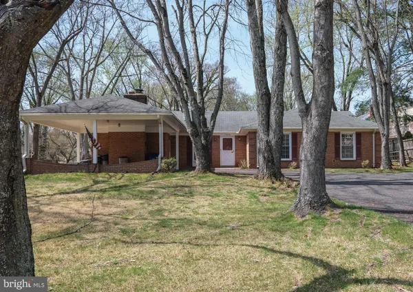 a view of a house with a yard and large tree