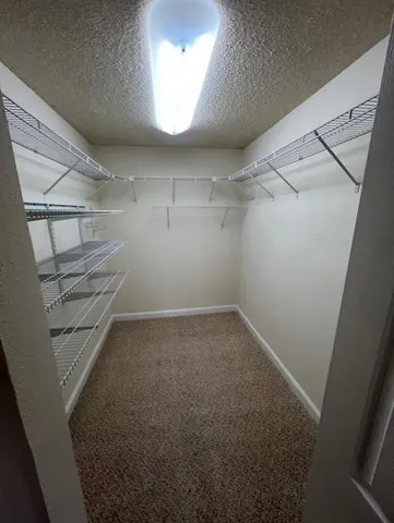 a view of a room with racks on the wall