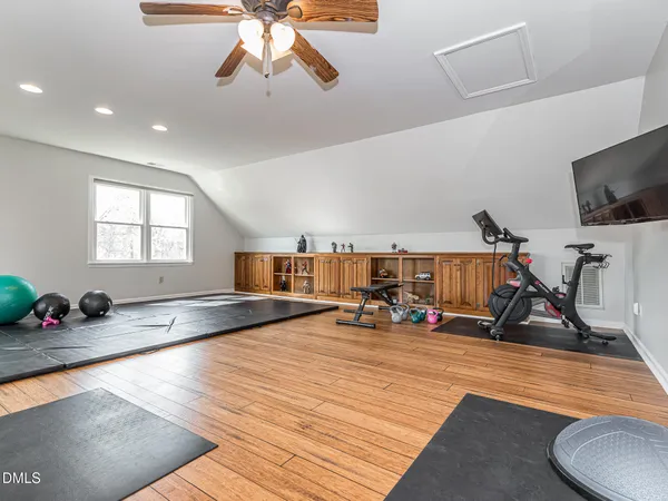 a view of a room with gym equipment