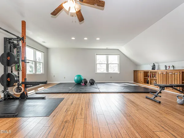 a view of a room with gym equipment