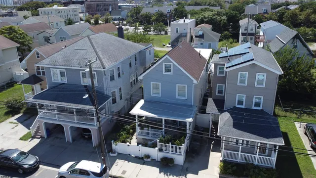 an aerial view of a house