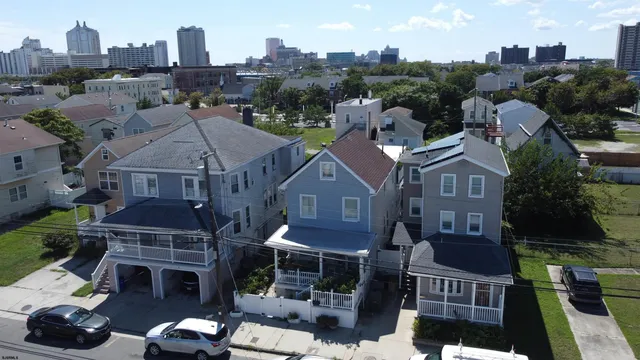 an aerial view of multiple houses