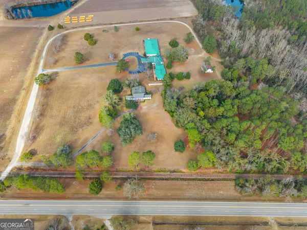 an aerial view of a house