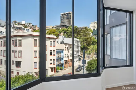 a view of a building from a window
