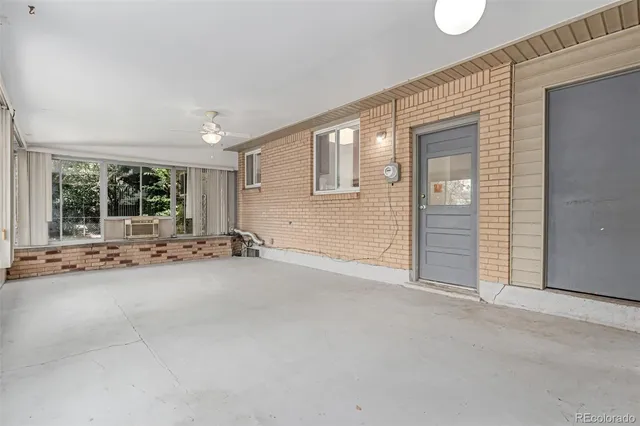 an empty room with windows