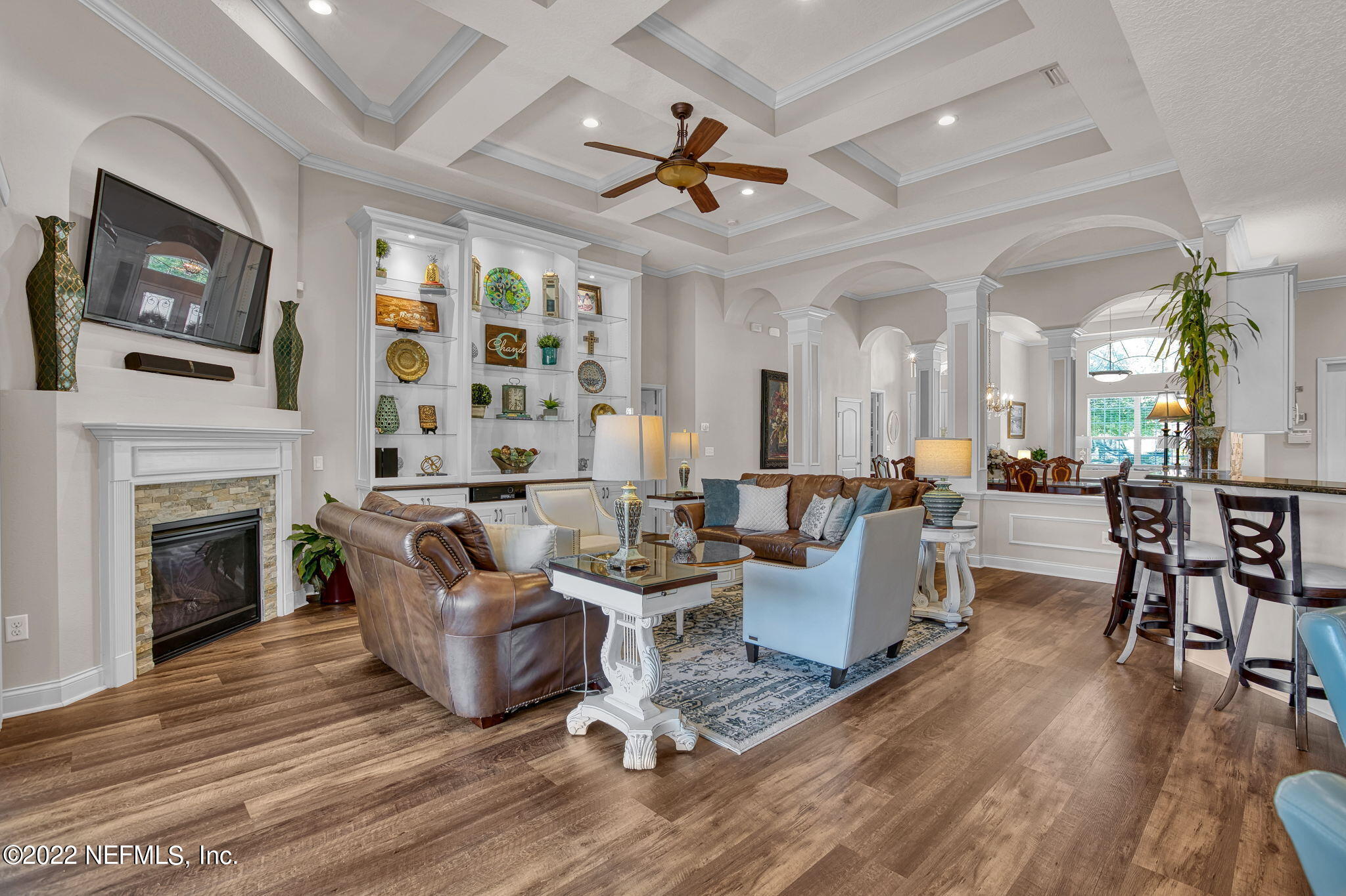 529 Saddlestone Drive St. Johns, FL 32259 - Photo 14 of 54 Coffered Ceilings with Corner Fireplace