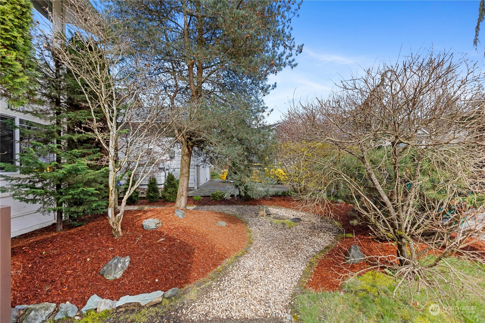 24216 13th Place West Bothell, WA 98021 - Photo 3 of 37 a view of a backyard with large trees