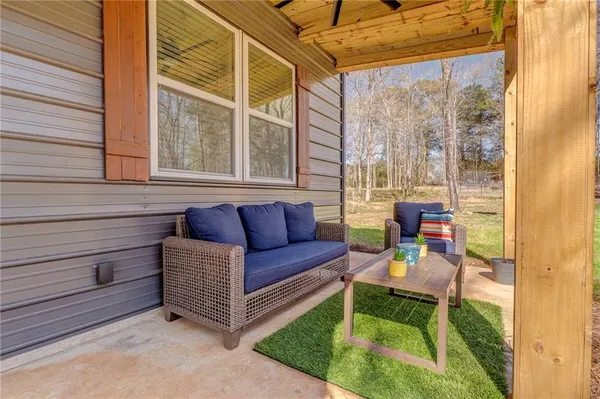a backyard of a house with lots of green space