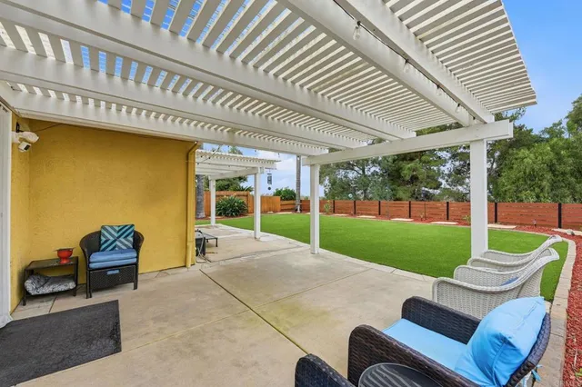 a view of a garden and trees