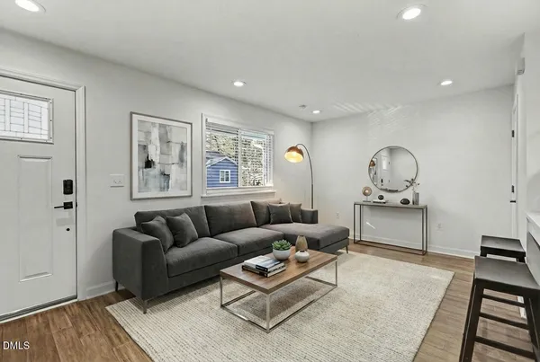 a living room with furniture