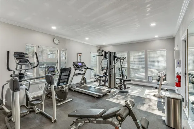 a view of a room with gym equipment