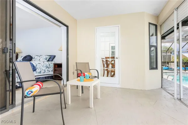 a dining room with furniture and a table