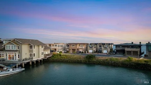 a view of a lake with houses