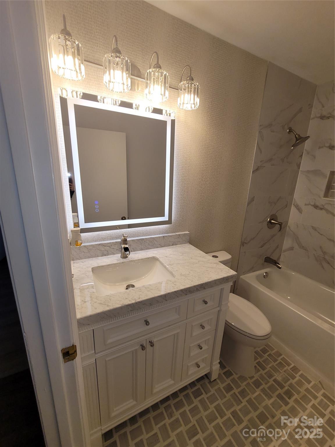 17 Berry Lane Fletcher, NC 28732 - Photo 32 of 47 a bathroom with a granite countertop sink toilet and shower