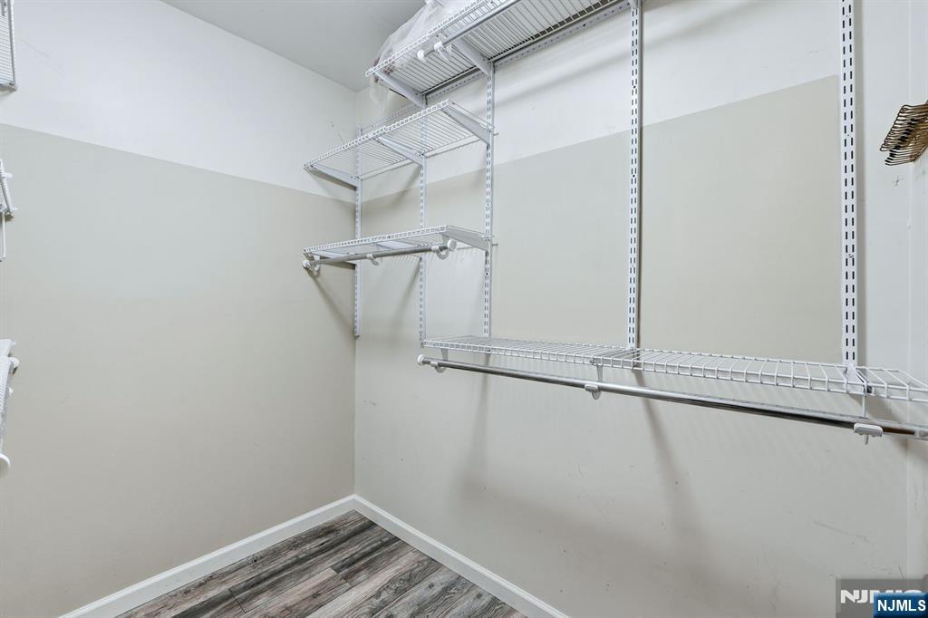 a view of a room with racks on the wall