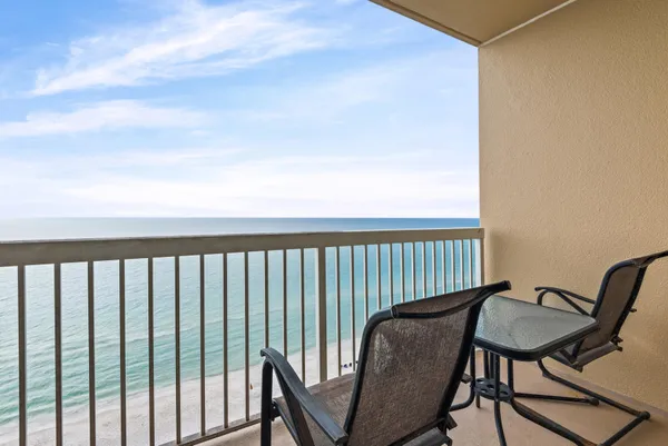 a view of a chair in a balcony