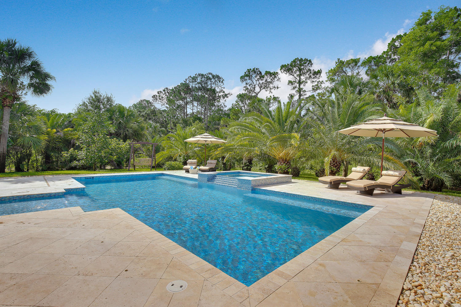 9650 Sandy Run Road Jupiter, FL 33478 - Photo 22 of 30 Travertine patio and pool