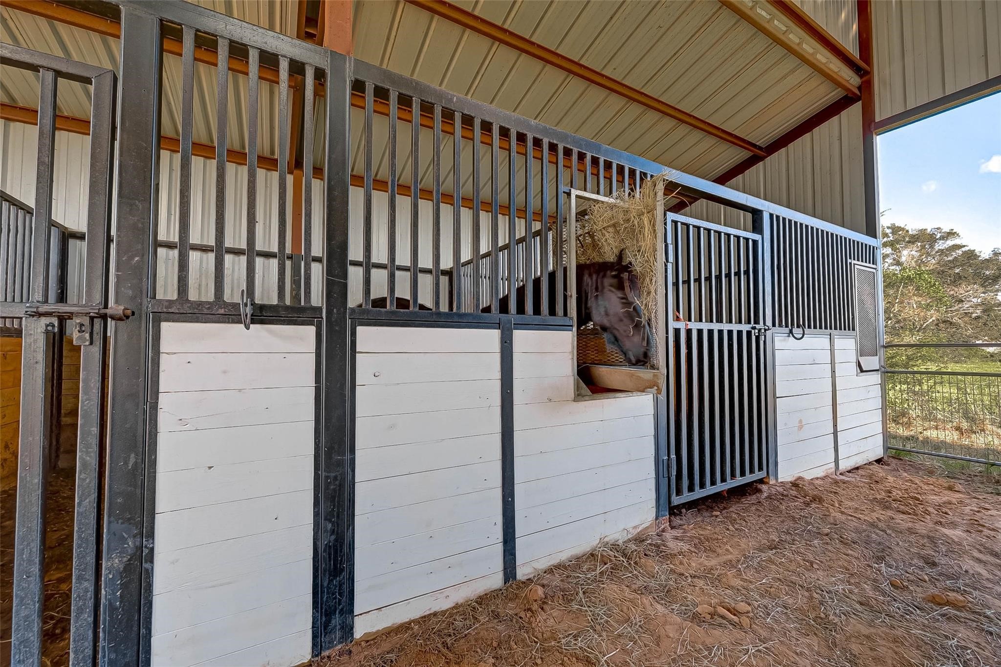 4821 Walters Road Richmond, TX 77469 - Photo 49 of 50 A well-designed barn combines rustic charm with modern functionality, offering spacious interiors, soaring ceilings, and durable construction built to support both livestock and storage needs. Featuring oversized stalls, wide center aisles, excellent ventilation, and expansive covered areas, the barn is thoughtfully crafted for convenience, comfort, and efficiency. Whether used for equestrian living, agricultural operations, events, or recreational storage, a custom barn creates the perfect blend of practic