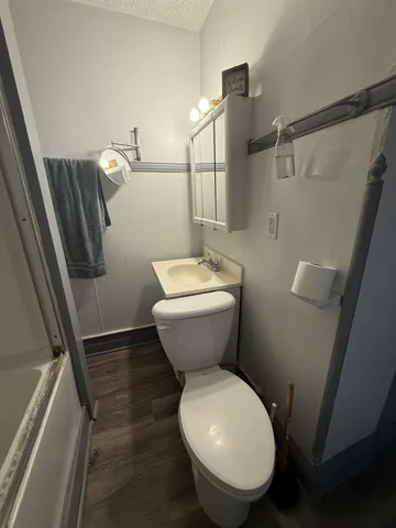 a bathroom with a toilet and a sink