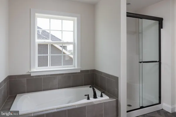 a bathroom with a bathtub