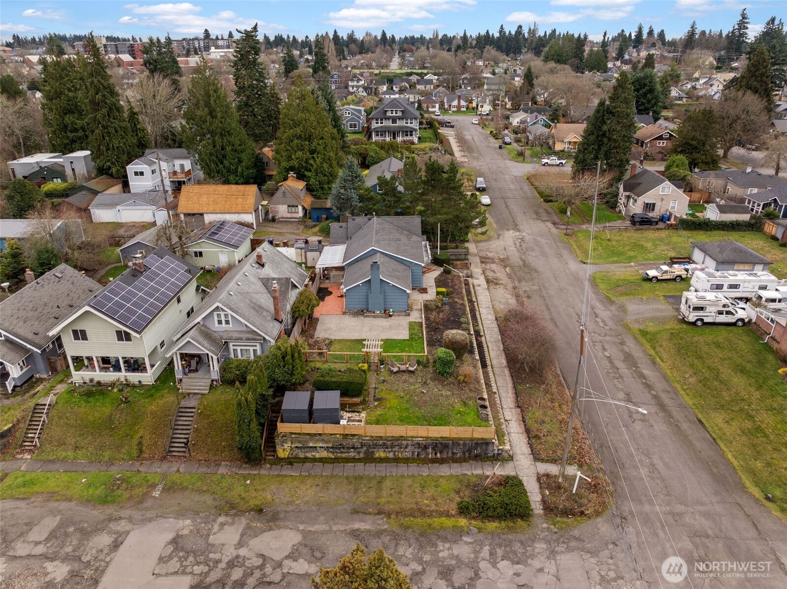 3215 North Tyler Street Tacoma, WA 98407 - Photo 38 of 40 an aerial view of residential houses with outdoor space and parking