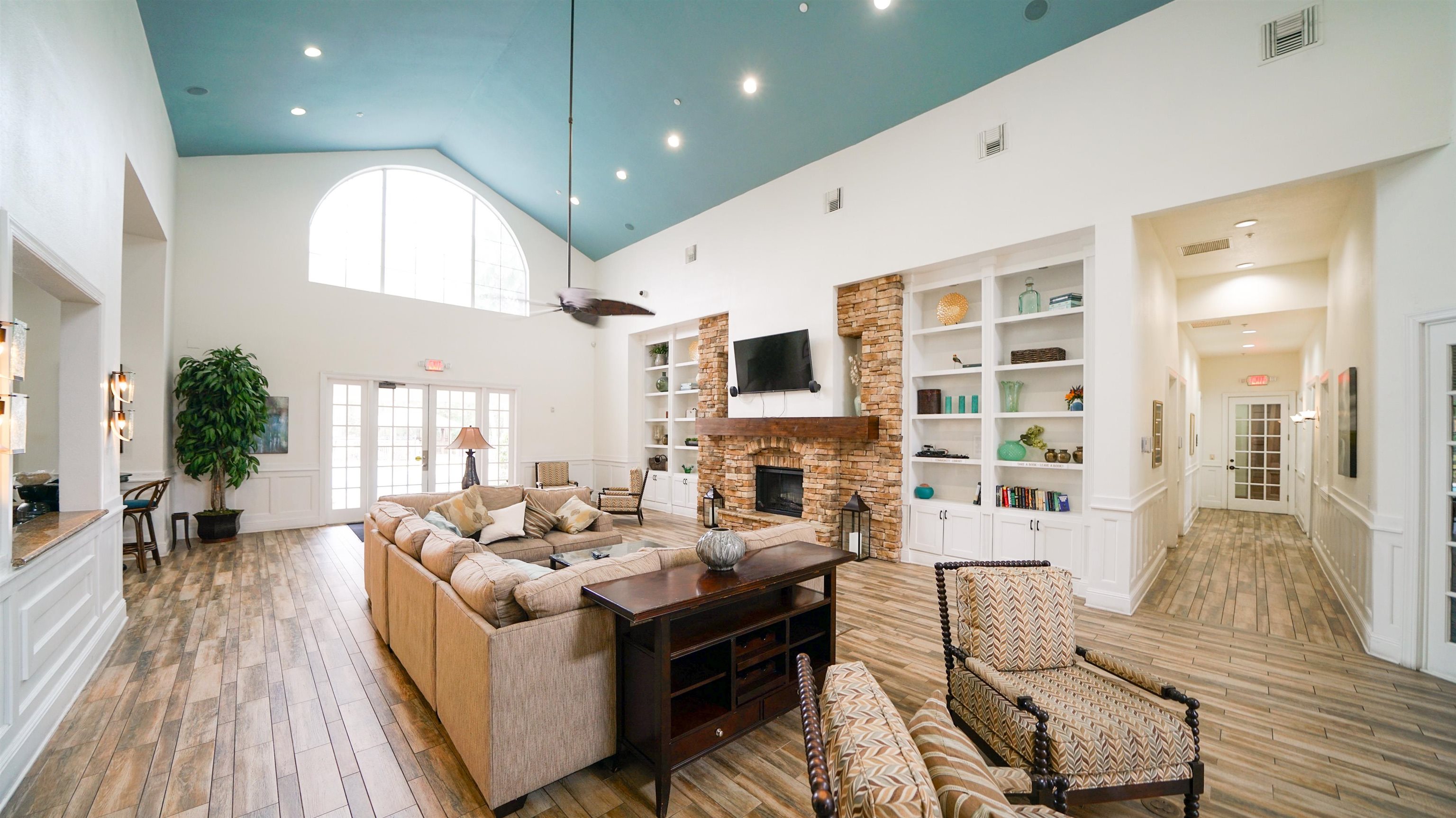 8550 Touchton Road, Unit 625 Jacksonville, FL 32216 - Photo 27 of 47 a living room with furniture fireplace and wooden floor