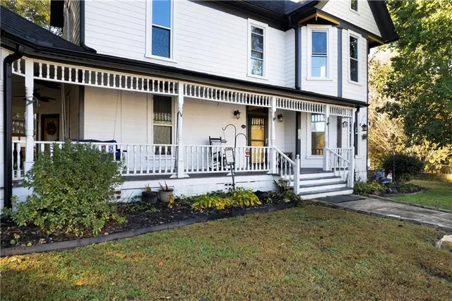 front view of a house with a porch