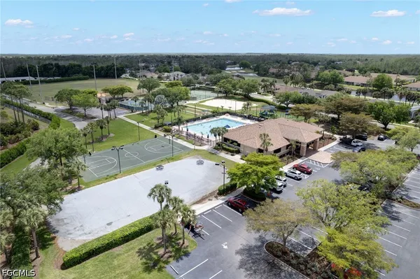 an aerial view of a house with a garden