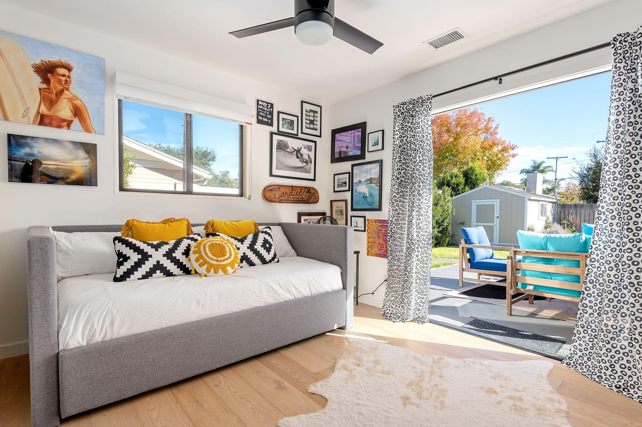 308 Cooper Road Santa Barbara, CA 93109 - Photo 22 of 41 a bedroom with a bed and a large window