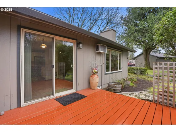 a backyard of a house with seating space