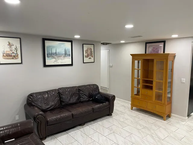 a living room with furniture