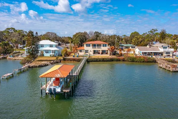 a view of a lake with houses
