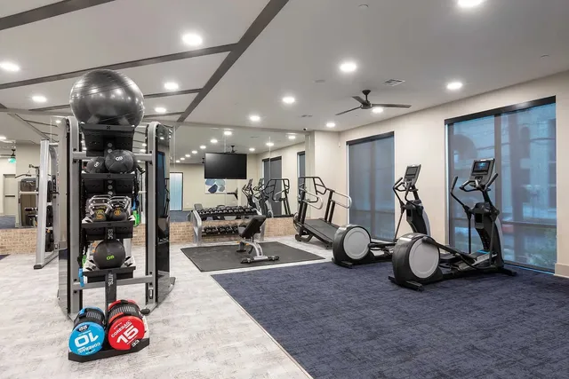 a view of a room with gym equipment