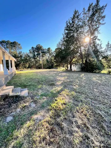 a view of a yard with an trees