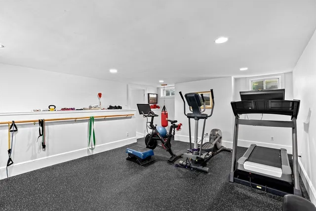 a view of a room with gym equipment
