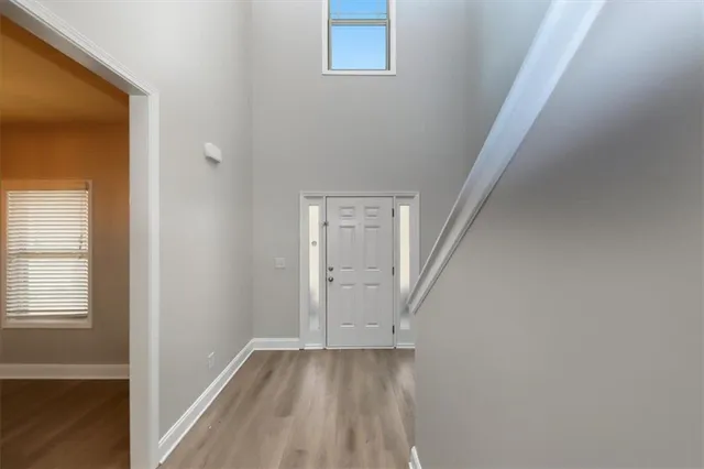 an empty room with windows