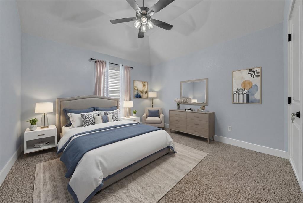 3000 Westfork Way Springtown, TX 76082 - Photo 30 of 35 a bedroom with bed and a chandelier