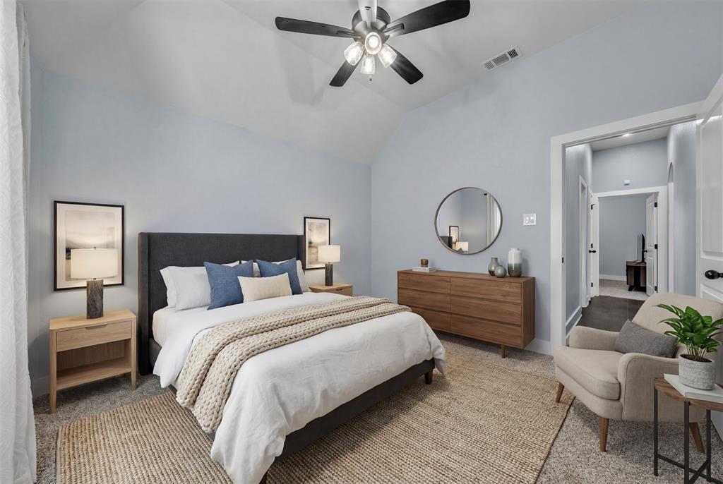 3000 Westfork Way Springtown, TX 76082 - Photo 31 of 35 a bedroom with bed and a chandelier