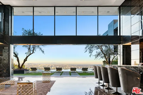 a view of a terrace with sky view