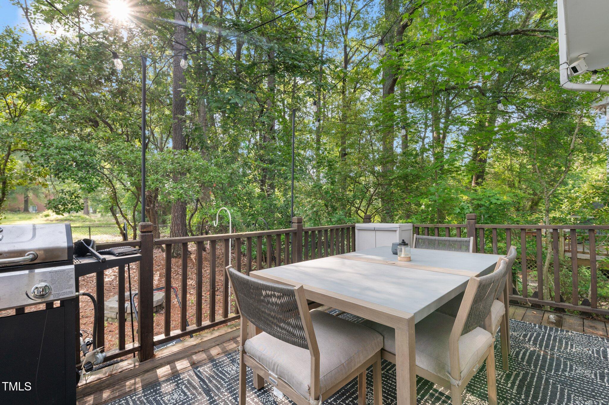 3541 East Jameson Road Raleigh, NC 27604 - Photo 14 of 38 a view of a dinning table and chairs on the roof deck