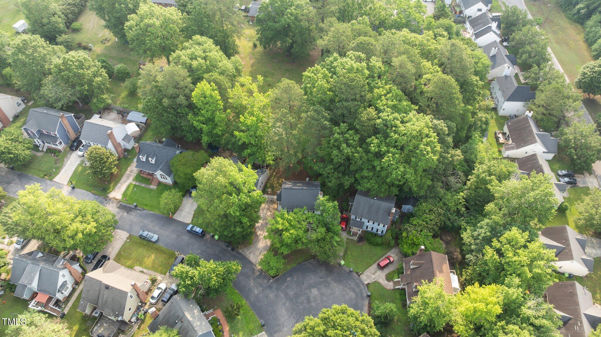 3541 East Jameson Road Raleigh, NC 27604 - Photo 38 of 38 an aerial view of residential house with outdoor space and trees all around