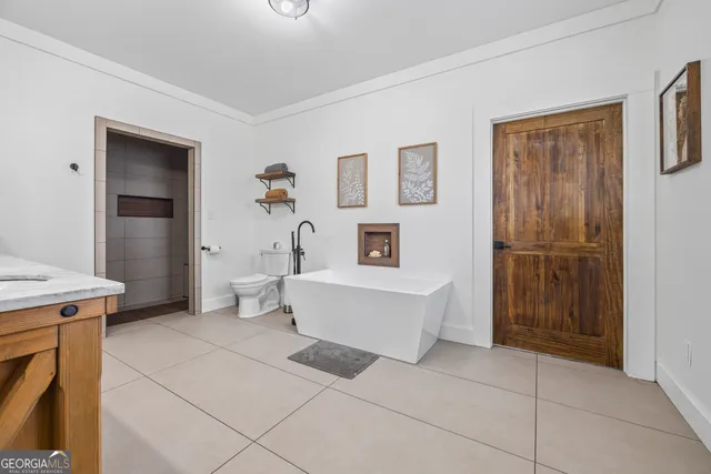 a view of a swimming pool with an outdoor space