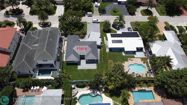 an aerial view of a house