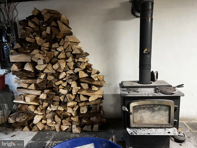 a stove top oven sitting inside of a room