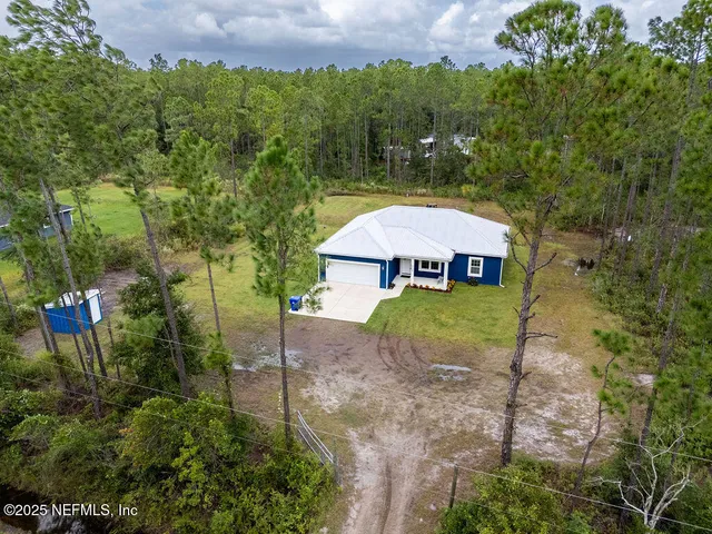 an aerial view of a house