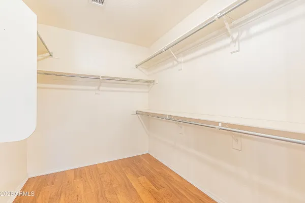 a view of a room with racks on the wall